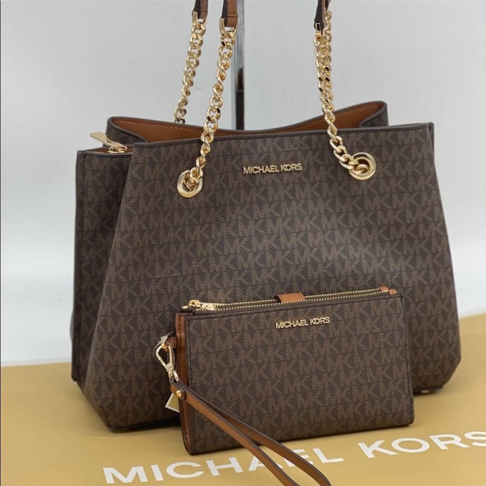 Michael Kors Teagen Satchel & Double Zip Wallet - Picture 1 of 11